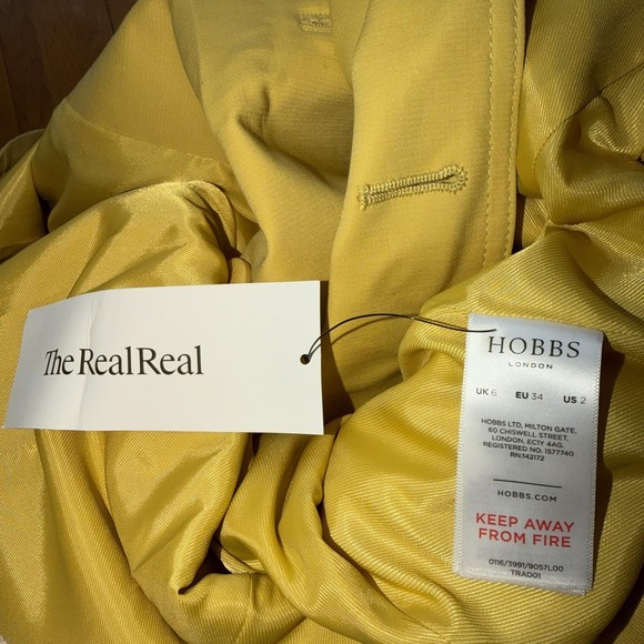 Hobbs London Double Breasted Trench Coat 2 Yellow Chartreuse Belted Spring - Picture 8 of 15